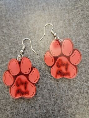 Red Paw Print Dog Mom Earrings